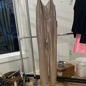 Lulu's Shimmering Champagne Jumpsuit